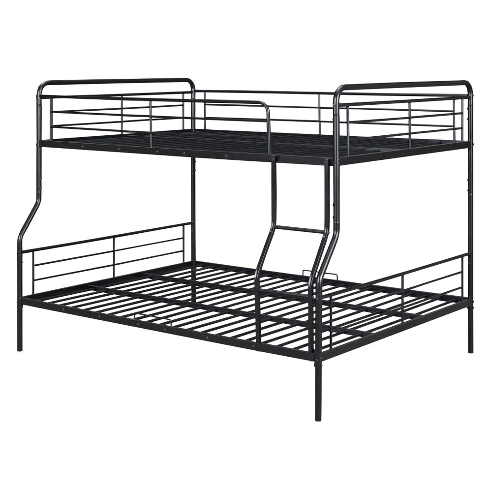 HomeRoots Black Full XL Over Queen Contemporary Metal Bunk Bed - Space-Saving Design with Safety Features! 590295