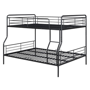 HomeRoots Black Full XL Over Queen Contemporary Metal Bunk Bed - Space-Saving Design with Safety Features! 590295