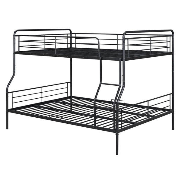 HomeRoots Black Full XL Over Queen Contemporary Metal Bunk Bed - Space-Saving Design with Safety Features! 590295