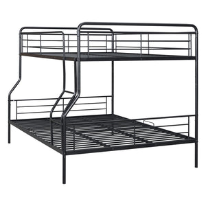 HomeRoots Black Full XL Over Queen Contemporary Metal Bunk Bed - Space-Saving Design with Safety Features! 590295