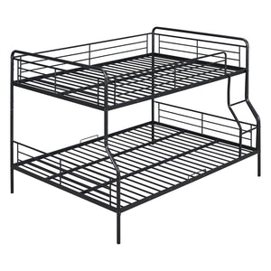 HomeRoots Black Full XL Over Queen Contemporary Metal Bunk Bed - Space-Saving Design with Safety Features! 590295