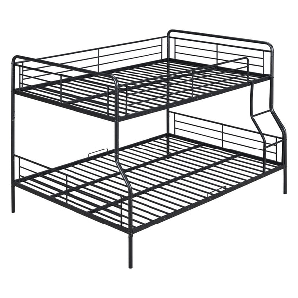 HomeRoots Black Full XL Over Queen Contemporary Metal Bunk Bed - Space-Saving Design with Safety Features! 590295
