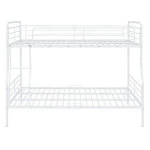 HomeRoots White Contemporary Metal Bunk Bed for Full XL Over Queen - Stylish, Space-Saving Solution for Kids 590296