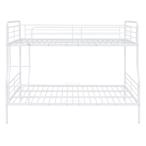 HomeRoots White Contemporary Metal Bunk Bed for Full XL Over Queen - Stylish, Space-Saving Solution for Kids 590296