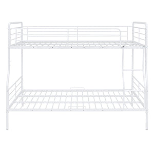 HomeRoots White Contemporary Metal Bunk Bed for Full XL Over Queen - Stylish, Space-Saving Solution for Kids 590296