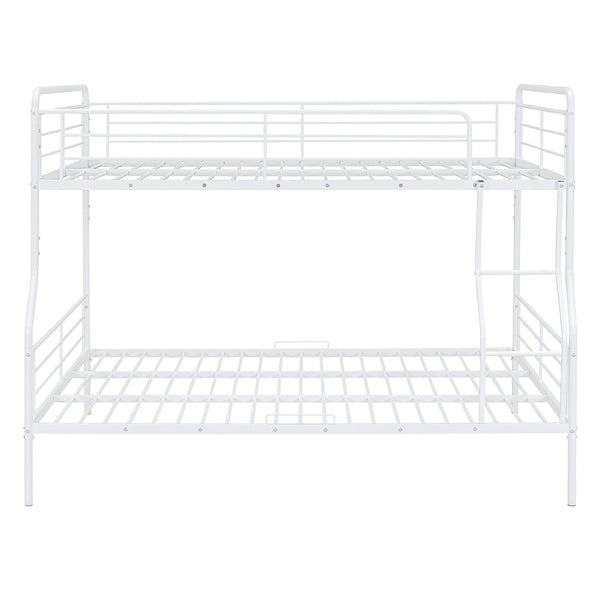 HomeRoots White Contemporary Metal Bunk Bed for Full XL Over Queen - Stylish, Space-Saving Solution for Kids 590296