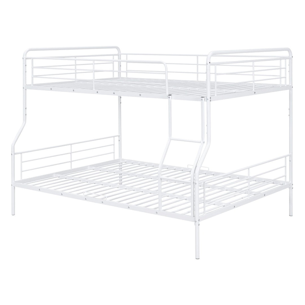 HomeRoots White Contemporary Metal Bunk Bed for Full XL Over Queen - Stylish, Space-Saving Solution for Kids 590296