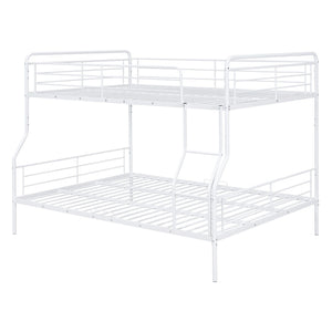 HomeRoots White Contemporary Metal Bunk Bed for Full XL Over Queen - Stylish, Space-Saving Solution for Kids 590296