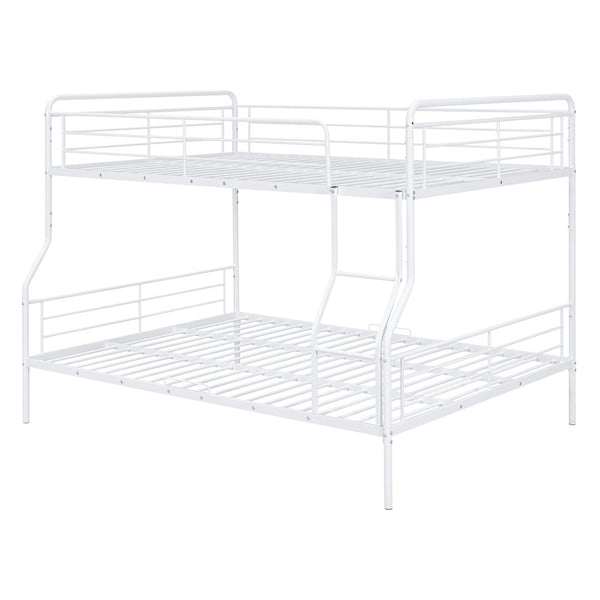 HomeRoots White Contemporary Metal Bunk Bed for Full XL Over Queen - Stylish, Space-Saving Solution for Kids 590296
