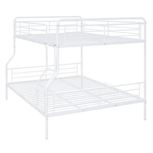 HomeRoots White Contemporary Metal Bunk Bed for Full XL Over Queen - Stylish, Space-Saving Solution for Kids 590296