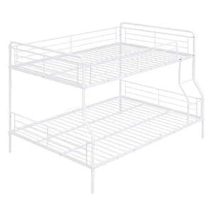 HomeRoots White Contemporary Metal Bunk Bed for Full XL Over Queen - Stylish, Space-Saving Solution for Kids 590296