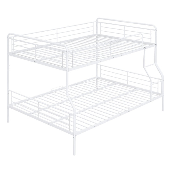 HomeRoots White Contemporary Metal Bunk Bed for Full XL Over Queen - Stylish, Space-Saving Solution for Kids 590296