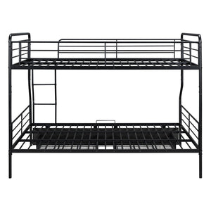 HomeRoots Black Contemporary Metal Full-Over-Queen Bunk Bed with Drawers, Space-Saving Design & Safety Features 590299