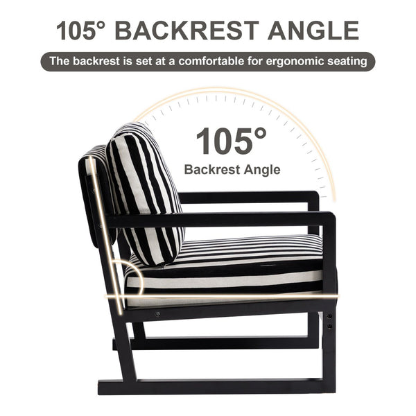 English Elm Mid-century Modern Linen Lounge Chair with Solid Wood Legs for Living Room W1249P479873