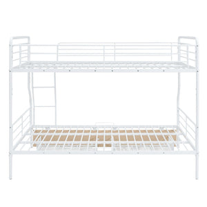 HomeRoots White Full Over Queen Metal Bunk Bed with Storage Drawers - Modern, Versatile & Safe Design for Kids 590300