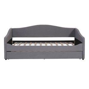 HomeRoots Gray Tufted Boucle Twin Daybed with Trundle, USB Port, LED Lighting & Modern Chic Design Features 590303
