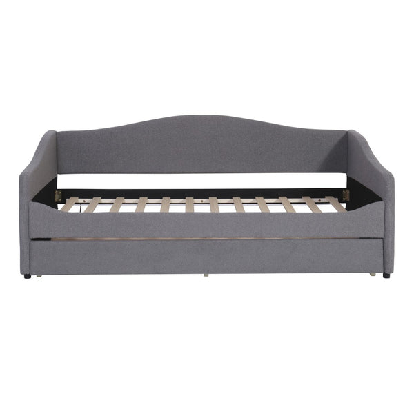 HomeRoots Gray Tufted Boucle Twin Daybed with Trundle, USB Port, LED Lighting & Modern Chic Design Features 590303