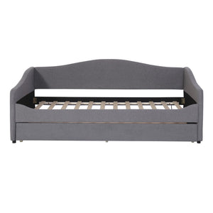 HomeRoots Gray Tufted Boucle Twin Daybed with Trundle, USB Port, LED Lighting & Modern Chic Design Features 590303
