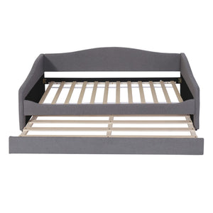 HomeRoots Gray Tufted Boucle Twin Daybed with Trundle, USB Port, LED Lighting & Modern Chic Design Features 590303