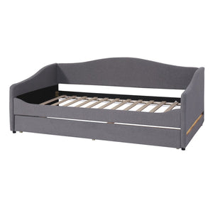 HomeRoots Gray Tufted Boucle Twin Daybed with Trundle, USB Port, LED Lighting & Modern Chic Design Features 590303