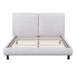 HomeRoots Light Gray Tufted Upholstered Queen Bed Frame - Elegant Design, Comfort, and Style for Modern Bedrooms 590317