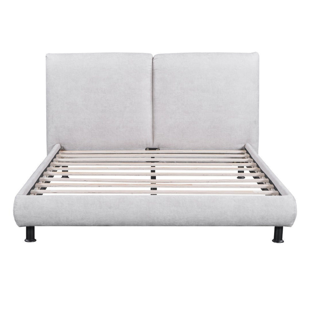 HomeRoots Light Gray Tufted Upholstered Queen Bed Frame - Elegant Design, Comfort, and Style for Modern Bedrooms 590317