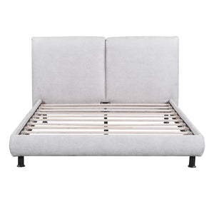 HomeRoots Light Gray Tufted Upholstered Queen Bed Frame - Elegant Design, Comfort, and Style for Modern Bedrooms 590317