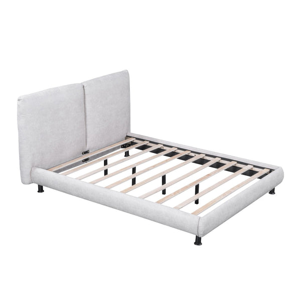 HomeRoots Light Gray Tufted Upholstered Queen Bed Frame - Elegant Design, Comfort, and Style for Modern Bedrooms 590317
