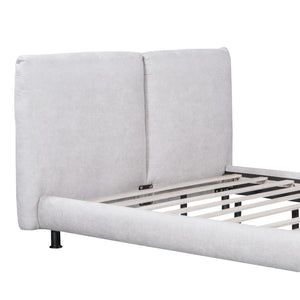 HomeRoots Light Gray Tufted Upholstered Queen Bed Frame - Elegant Design, Comfort, and Style for Modern Bedrooms 590317