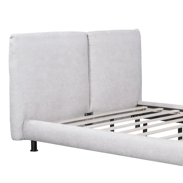HomeRoots Light Gray Tufted Upholstered Queen Bed Frame - Elegant Design, Comfort, and Style for Modern Bedrooms 590317