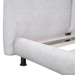 HomeRoots Light Gray Tufted Upholstered Queen Bed Frame - Elegant Design, Comfort, and Style for Modern Bedrooms 590317