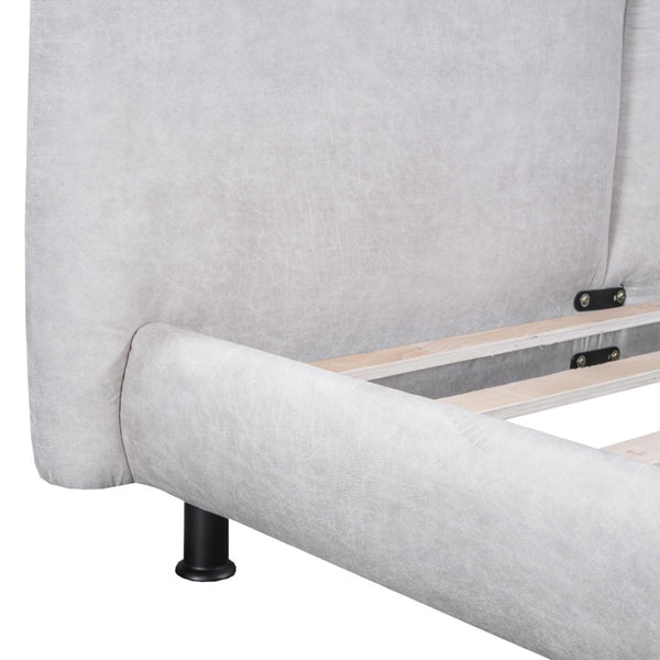 HomeRoots Light Gray Tufted Upholstered Queen Bed Frame - Elegant Design, Comfort, and Style for Modern Bedrooms 590317