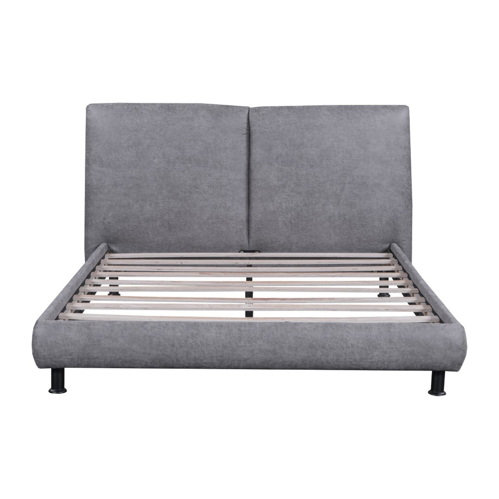 HomeRoots Dark Gray Tufted Upholstered Queen Bed Frame - Chic Design, Sturdy Construction, Comfort & Style! 590318