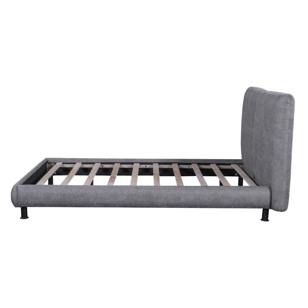 HomeRoots Dark Gray Tufted Upholstered Queen Bed Frame - Chic Design, Sturdy Construction, Comfort & Style! 590318