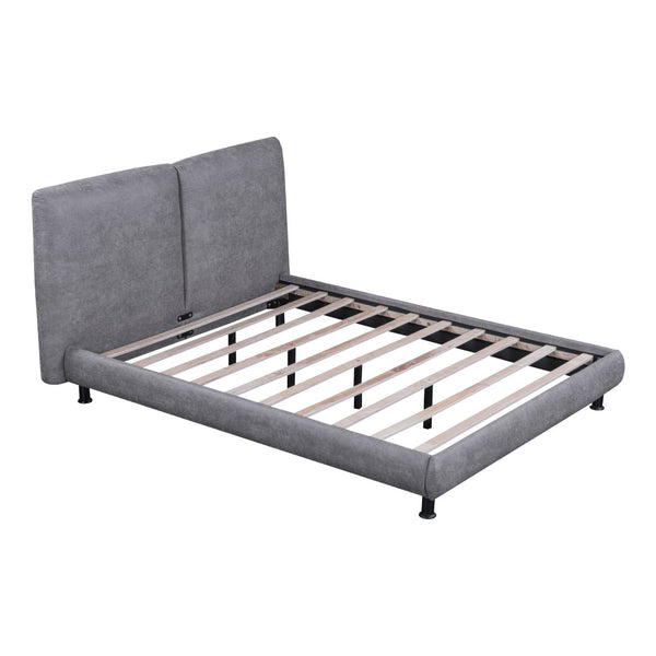 HomeRoots Dark Gray Tufted Upholstered Queen Bed Frame - Chic Design, Sturdy Construction, Comfort & Style! 590318