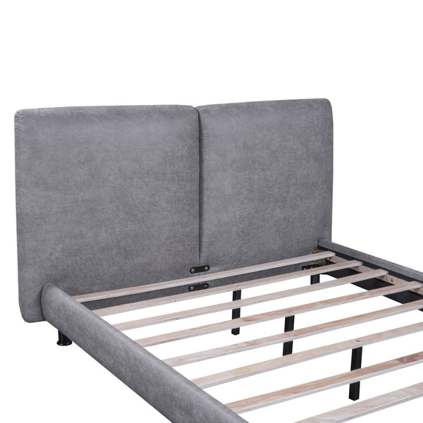 HomeRoots Dark Gray Tufted Upholstered Queen Bed Frame - Chic Design, Sturdy Construction, Comfort & Style! 590318