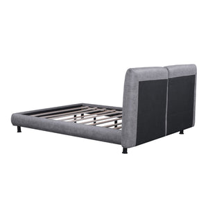 HomeRoots Dark Gray Tufted Upholstered Queen Bed Frame - Chic Design, Sturdy Construction, Comfort & Style! 590318