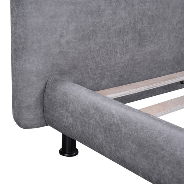 HomeRoots Dark Gray Tufted Upholstered Queen Bed Frame - Chic Design, Sturdy Construction, Comfort & Style! 590318