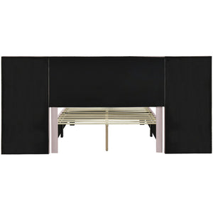HomeRoots Pink Tufted Velvet Bed Frame with Integrated Lighting – Chic Full Size Platform for Glamorous Bedrooms 590327