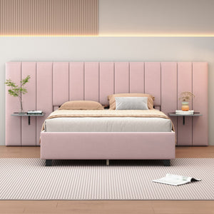 HomeRoots Pink Tufted Velvet Queen Bed Frame with Integrated Lighting - Luxurious Comfort & Chic Design 590328