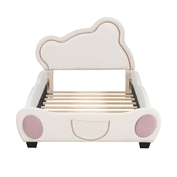 HomeRoots Pink Tufted Upholstered Twin Bed Frame - Elegant Comfort for Cozy Bedrooms & Stylish Guest Spaces 590329