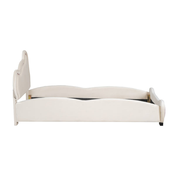 HomeRoots Pink Tufted Upholstered Twin Bed Frame - Elegant Comfort for Cozy Bedrooms & Stylish Guest Spaces 590329
