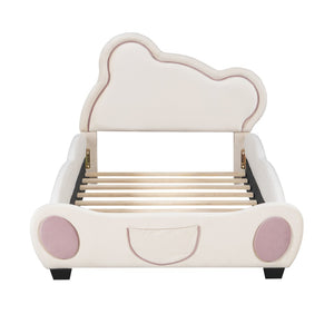 HomeRoots Pink Tufted Upholstered Twin Bed Frame - Elegant Comfort for Cozy Bedrooms & Stylish Guest Spaces 590329