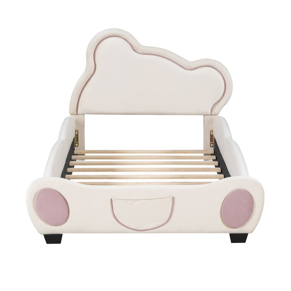 HomeRoots Pink Tufted Upholstered Twin Bed Frame - Elegant Comfort for Cozy Bedrooms & Stylish Guest Spaces 590329