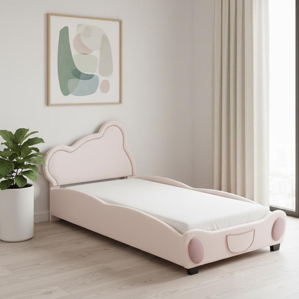 HomeRoots Pink Tufted Upholstered Twin Bed Frame - Elegant Comfort for Cozy Bedrooms & Stylish Guest Spaces 590329
