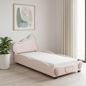 HomeRoots Pink Tufted Upholstered Twin Bed Frame - Elegant Comfort for Cozy Bedrooms & Stylish Guest Spaces 590329