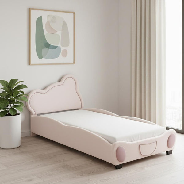 HomeRoots Pink Tufted Upholstered Twin Bed Frame - Elegant Comfort for Cozy Bedrooms & Stylish Guest Spaces 590329