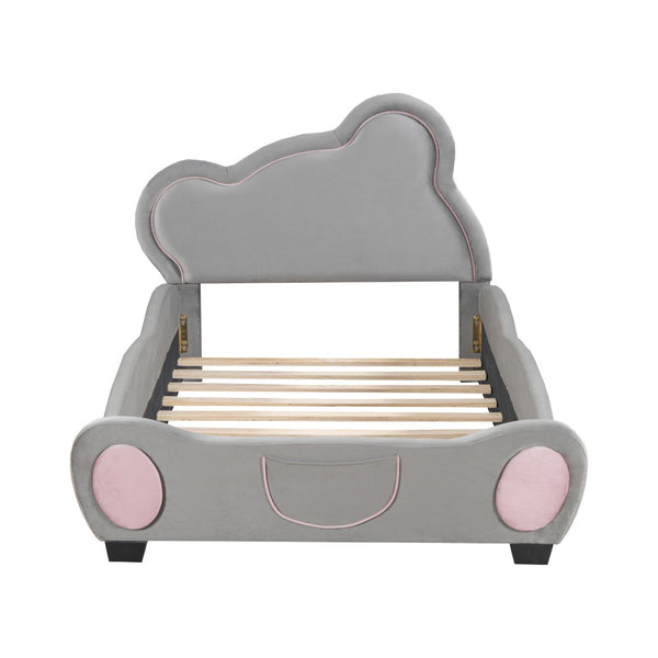 HomeRoots Dark Gray Tufted Upholstered Twin Bed Frame - Elegant Design, Cozy Comfort & Sturdy Support Included 590330
