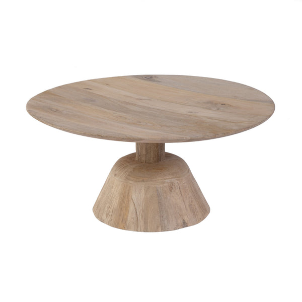 Butler Specialty Company 30" Round Mango Wood Pedestal Coffee Table – Rustic Charm & Modern Design Natural Mango Wood 5903312-butler