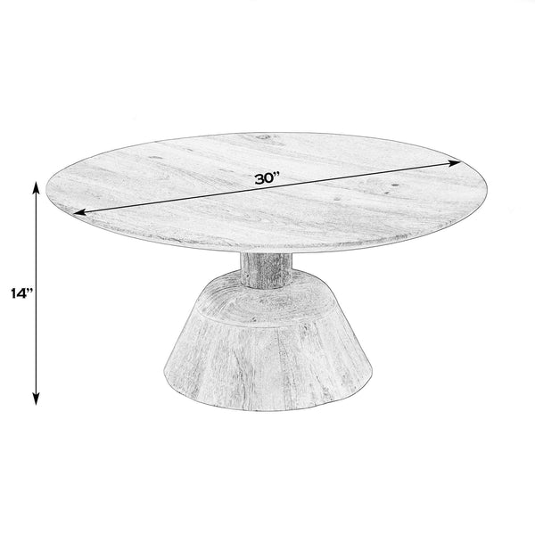 Butler Specialty Company 30" Round Mango Wood Pedestal Coffee Table – Rustic Charm & Modern Design Natural Mango Wood 5903312-butler